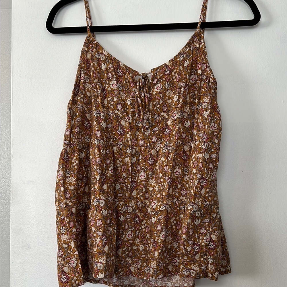 Old Navy Floral Brown Spaghetti Strap Top